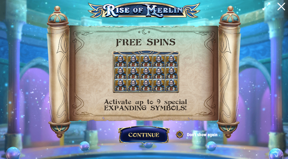 Rise of Merlin Free spins feature
