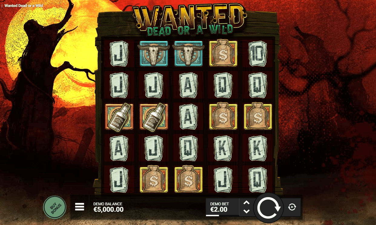 WANTED Dead or a Wild symbols and playgrid
