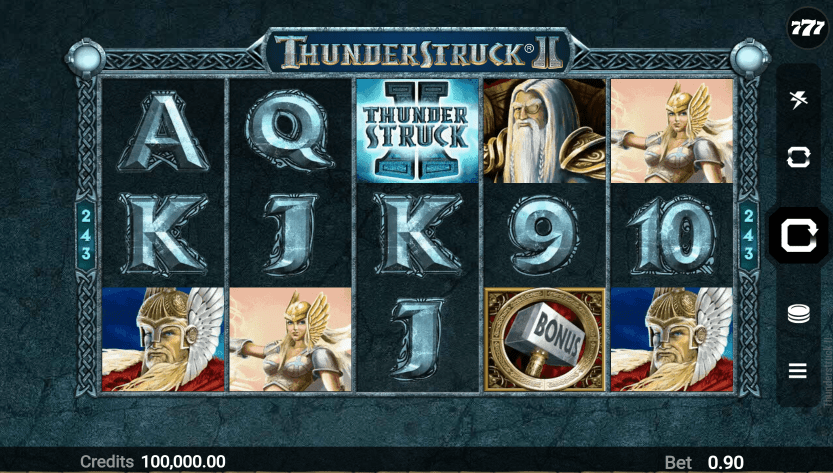 Thunderstruck II symbols and playgrid