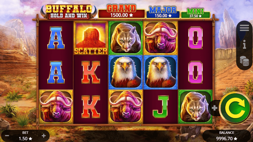 Buffalo Hold and Win synbols, playgrid and background